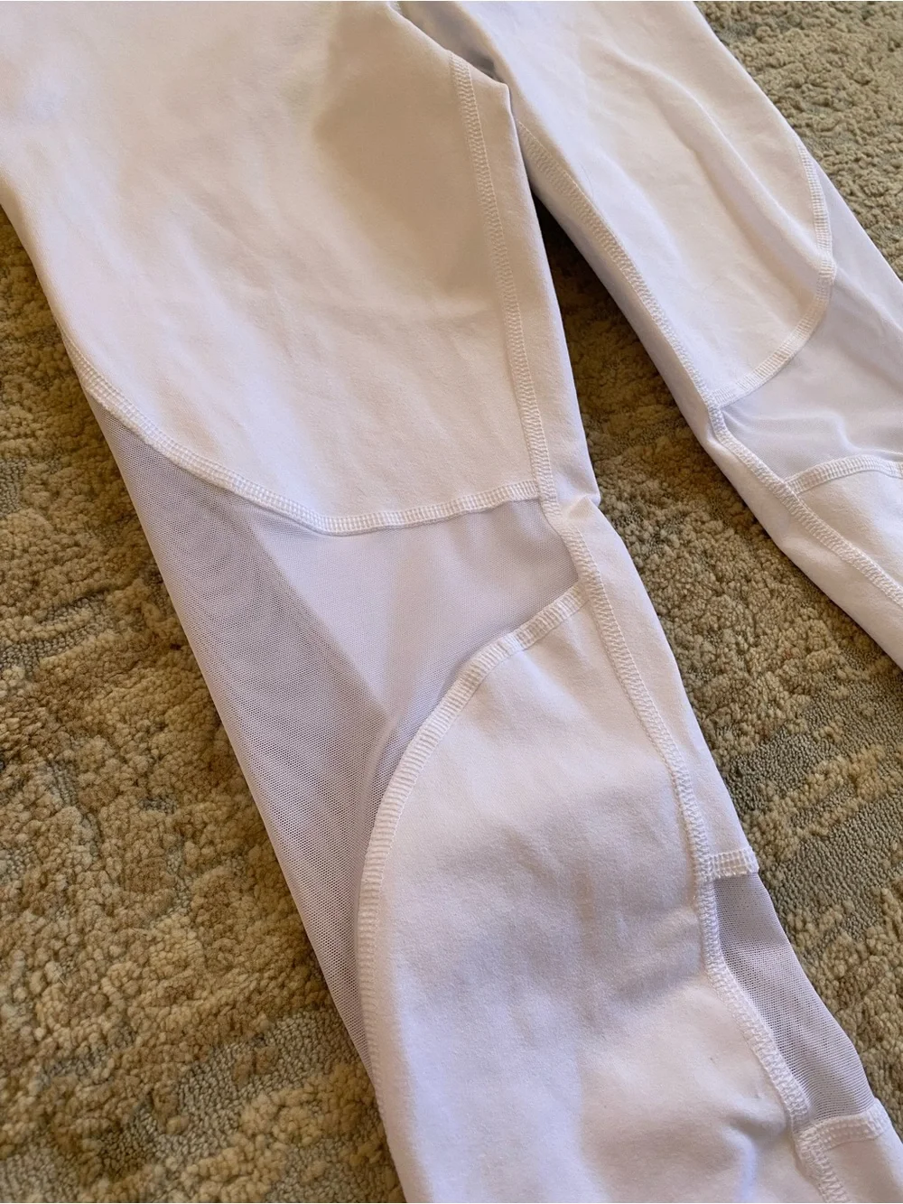 ALO Yoga White Coast Stirrup High-Waist Mesh-Panel Leggings: Small